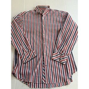 Equilibrio Milano Men's Shirt Red White Blue Large Long Sleeve